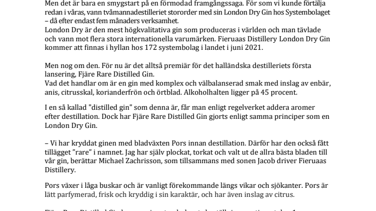 NYHET! Banbrytande svensk gin från småskaligt hantverksdestilleri