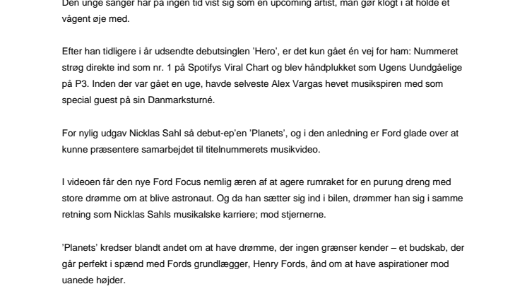 Ford sigter mod stjernerne med spirende dansk musiktalent