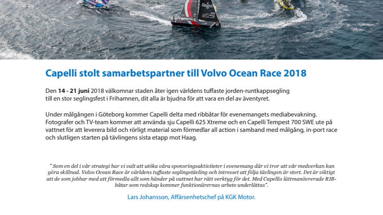 Capelli stolt samarbetspartner till Volvo Ocean Race 2018