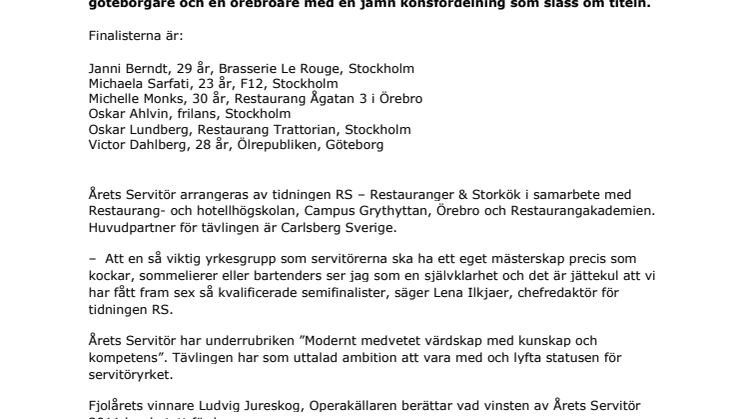 Idag koras Årets Servitör