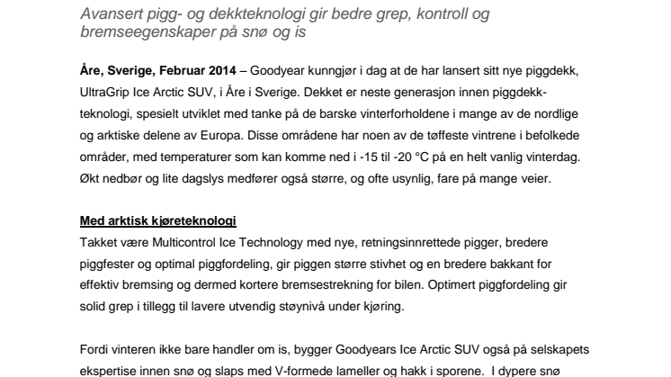 Nytt SUV-piggdekk for bedre førersikkerhet i Europas vanskeligste vinterforhold.