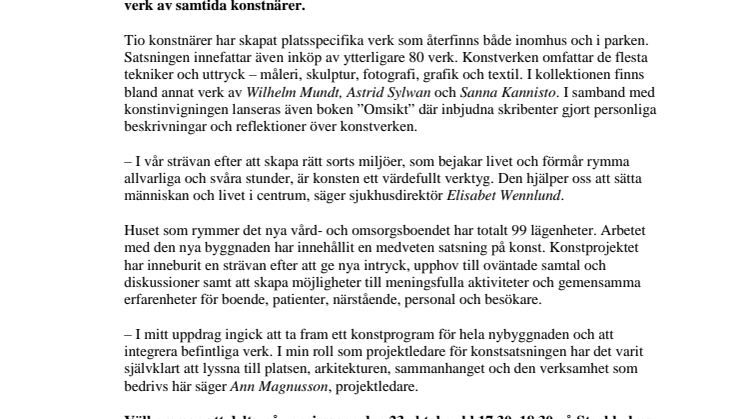 Pressinbjudan - Unik satsning på konst i vården