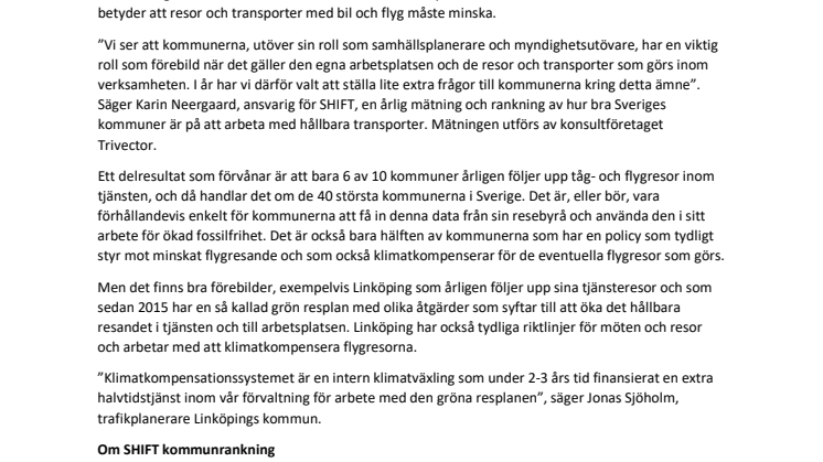 Bara hälften av kommunerna styr mot minskat flygresande och klimatkompenserar utsläpp 