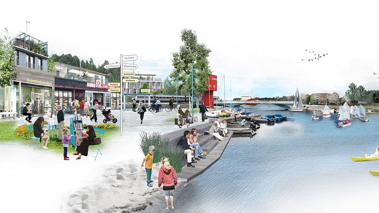 Visionsbild över Kvicksund. Illustration: Gehl Architects
