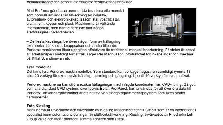 Rittal tar Perforex till skandinavien