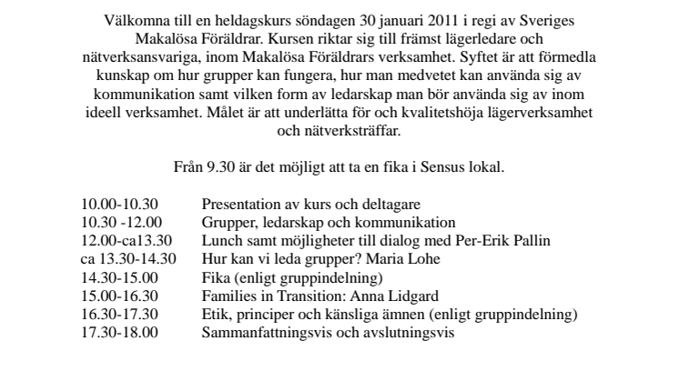 Kursinformation jan 2011