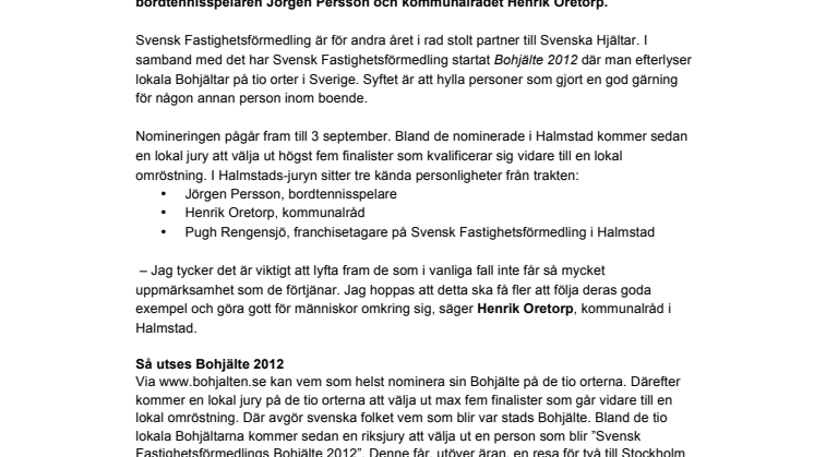 Halmstadsprofiler i juryn för Bohjälte 2012