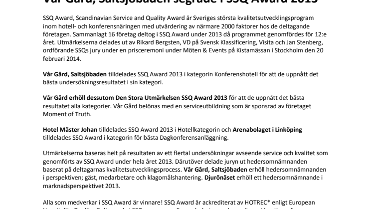 SSQ 2013 Pressrelease 2014