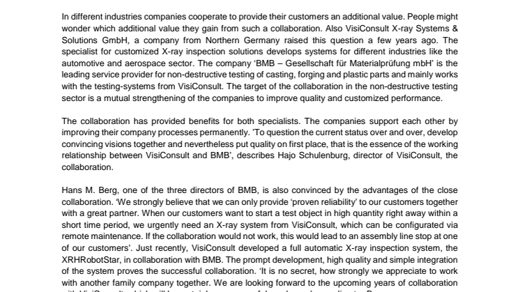 Business collaborations strengthen quality and performance