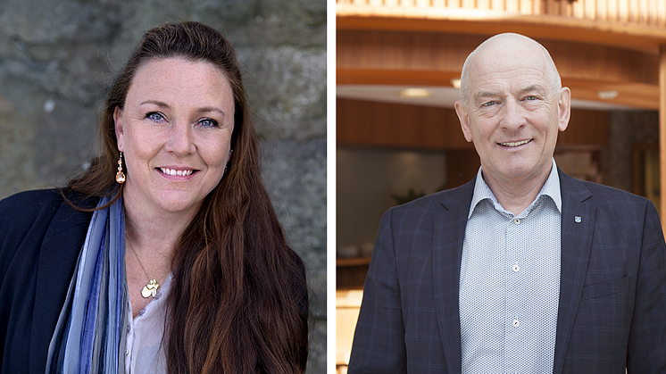 Marieke Wolter, näringslivsansvarig i Partille kommun och Stefan Svensson,  kommunstyrelsens ordförande i Partille, gläds åt Partilles resultat i Svenskt Näringslivs undersökning om företagsklimatet i landets kommuner.