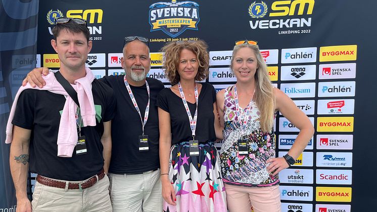 Anders Ståhl Skövde kommun, Michael Worbin Next Skövde, Andrea Johansson och Anna Ohlin Ek Destination Läckö-Kinnekulle på plats i Linköping under SM-veckan 2022..
