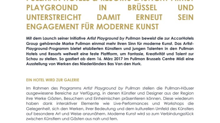 Pullman Artist Playground Launch Brüssel