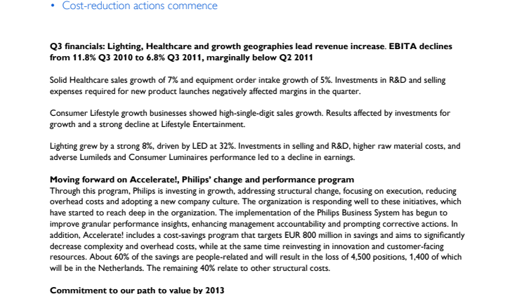Philips Q3 2011 Quarterly Report