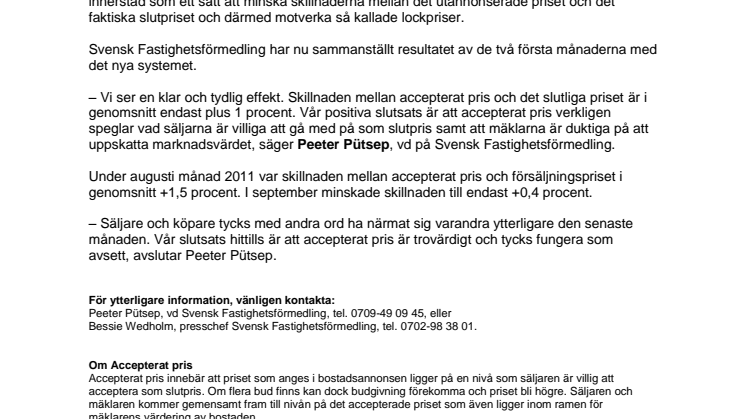 Ny statistik avslöjar: Accepterat pris mycket nära verkligt försäljningspris 