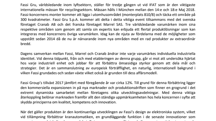 FASSI TILLSAMMANS MED MARREL OCH CRANAB PÅ IFAT 2018