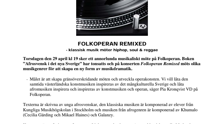 FOLKOPERAN REMIXED - klassisk musik möter hiphop, soul & reggae