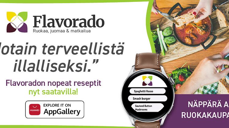 Suosittu kotimainen ruoka- ja viinisivusto Flavorado julkaistiin sovelluksena Huawein älykelloille