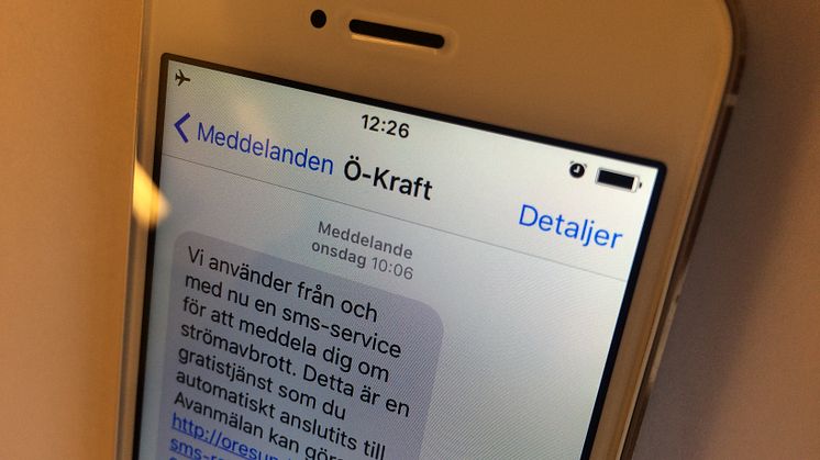 Öresundskraft lanserar avbrottsinformation via sms.