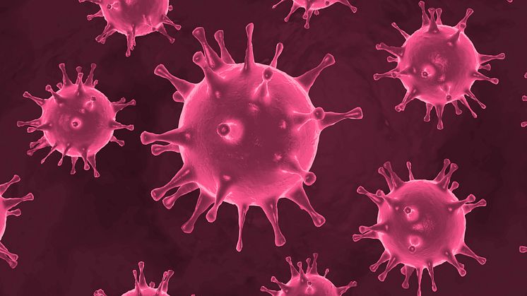 Grafische Darstellung des SARS-CoV-2-Virus. (Client/Licensee: Hermes Arzneimittel / Ahmet  Aglamaz, stock.adobe)
