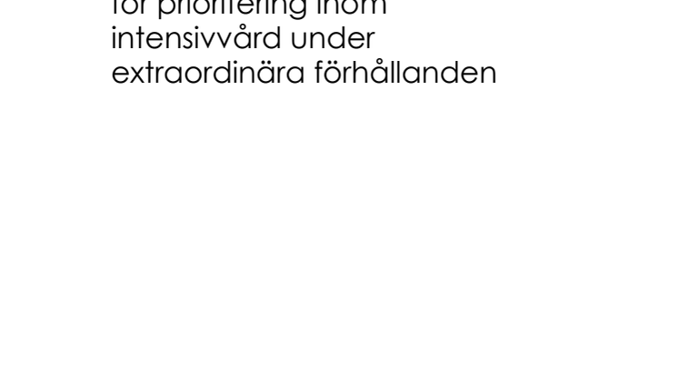 Nationella principer för prioritering inom intensivvård under extraordinära förhållanden 