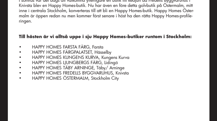 Happy Homes kliver in på Stockholmsmarknaden