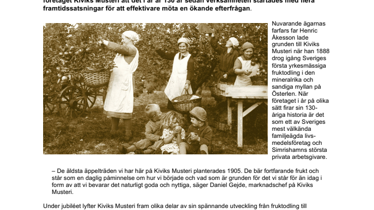 Kiviks Musteri firar 130 år med framtidssatsningar