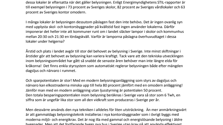 Förbjud tomgångskörning av belysning