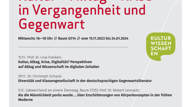 Ringvorlesung Kulturwissenschaften Universität Vechta 2023
