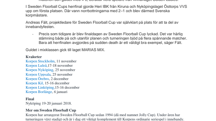 Sveriges bästa korplag i innebandy är utsedda
