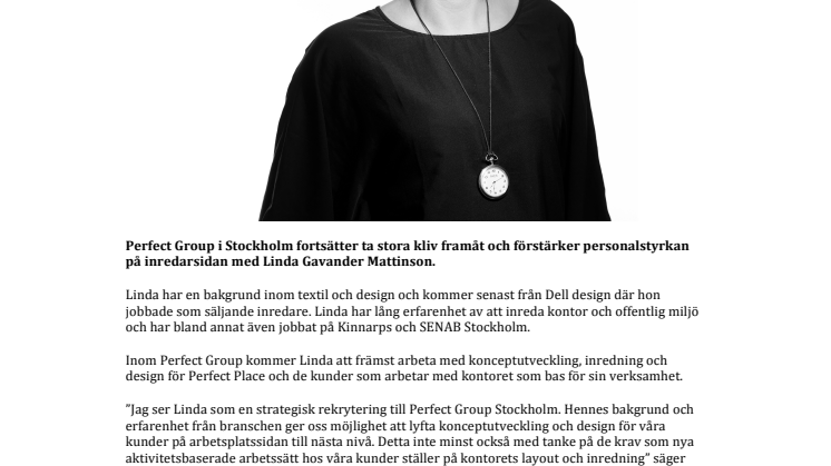 Perfect Group Stockholm anställer Linda Gavander Mattinson