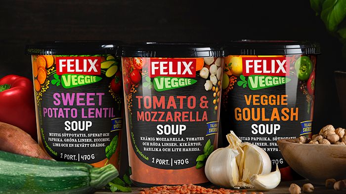 En tomat- och mozzarellasoppa, en vegansk gulasch och en sötpotatis- och linssoppa tar nu plats i den vegetariska familjen från Felix