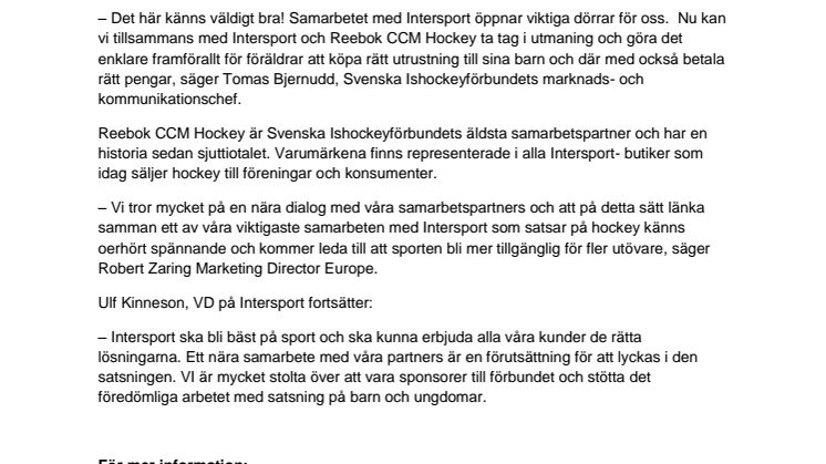 Intersport ny sponsor till Svenska Ishockeyförbundet