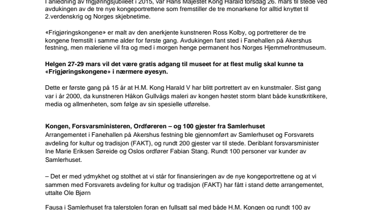 Avdukingen av nye kongeportretter gjennomført - H.M. Kong Harald til stede 