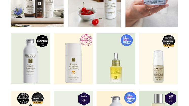 Éminence Organics Awards 2024 Skylt
