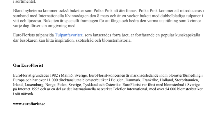 EuroFlorist firar Tulpanens Dag med nytt tulpansortiment  