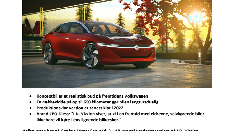 Verdenspremiere på Genève Motor Show: I.D. Vizzion - fremtidens luksussedan
