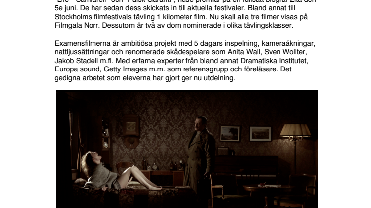 Alla Stillerska's examensfilmer visas på Filmgala Norr