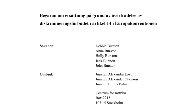 Familjen Burstons begäran till Justitiekanslern