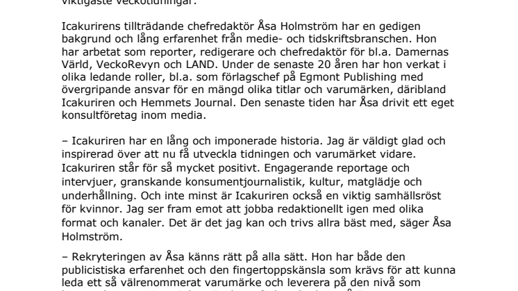 Ny chefredaktör på Icakuriren