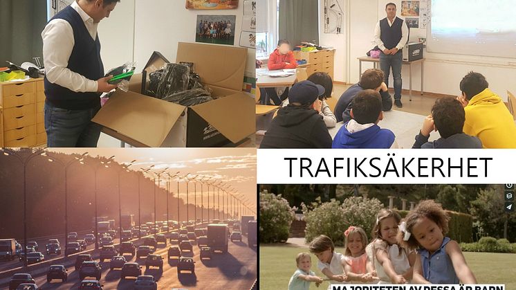 Andie Lahdo pratar trafiksäkerhet med Tingvallaskolan.