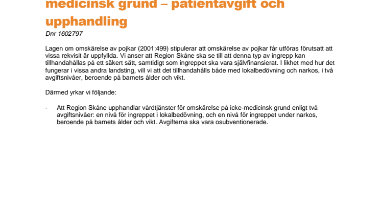 Alliansens ställningstaganden i hälso- och sjukvårdsnämnden