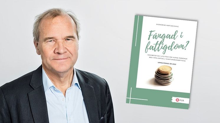 FUB:s förbundsordförande Anders Lago. Foto: Linnea Bengtsson. Framsidan av rapporten "Fångad i fattigdom?"