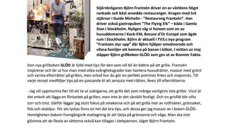 Stjärnkrögaren Björn Frantzén med nya grillboken GLÖD  