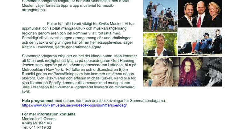Namntunga artister på Kiviks Musteris Sommarsöndagar