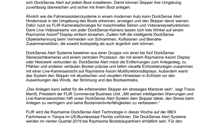 FLIR stellt Raymarine DockSense Alert vor 
