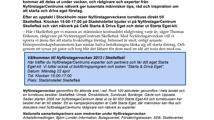 Nyföretagarveckan kommer till Skellefteå