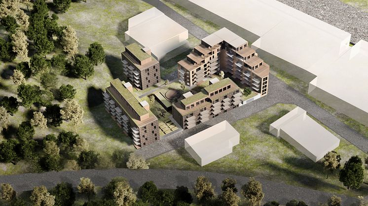 Visionsbild över nytt kvarter från Dreem Arkitekter