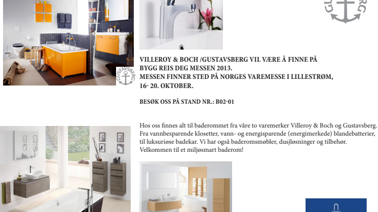 Villeroy & Boch/Gustavsberg på Bygg Reis Deg 2013 messen 16-20 oktober
