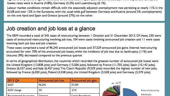 High levels of restructuring activity in the midst of improved economic outlook for Europe
