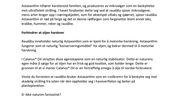 Astaxanthin – naturens eget konserveringsmiddel